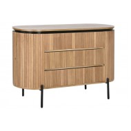 Comoda tres cajones paulownia metal Natural