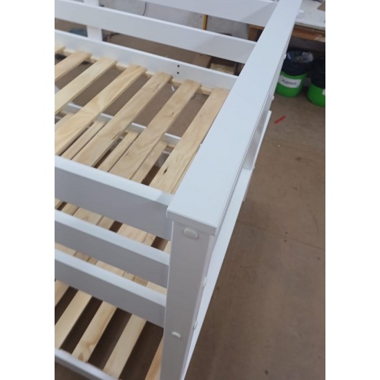 Litera de pino en color Blanco Lavado - Litera de Madera de 90x190  Literas madera