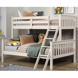 Litera doble matrimonio de madera Blanco Lavado- Litera de Madera de 135x190 -Litera  triple Blanco Lavado