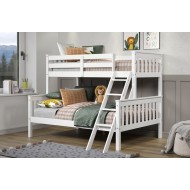 Litera doble matrimonio de madera Blanco Lacado- Litera de Madera de 135x190 -Litera  triple Blanco Lacado