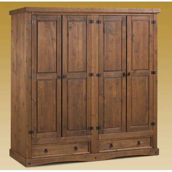 Armario rústico nogal cuatro puertas Nuevo Arizona Armario de estilo rustico