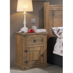 Mesita de noche rústica 1 puerta 1 cajón nogal Nuevo Arizona