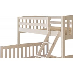 Litera doble con cama matrimonio madera maciza de pino color blanco lavado con cajones 