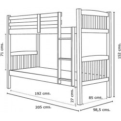 Litera dos camas madera maciza pino color miel
