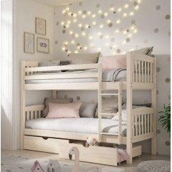 Litera juevenil dos camas con pack de cajones en Blanco Lavado