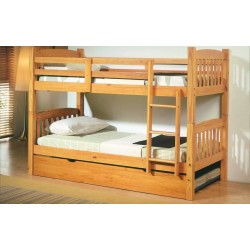 Litera Juvenil Tres Camas- Litera con Cama Nido-Litera Madera 90x190 cm Miel