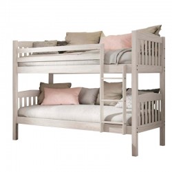 Litera de pino en color Blanco Lavado - Litera de Madera de 90x190-Litera juvenil dos camas