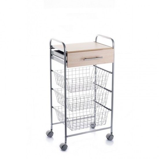 Carrito verdulero de cocina Alesia color Haya Carritos verduleros metálicos