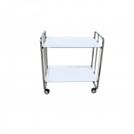Carrito auxiliar con ruedas Bahuaus armazón cromado 2  bandejas blancas
