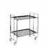 Carrito auxiliar con ruedas Bahuaus armazón cromado 2  bandejas negras