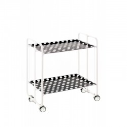 Carrito auxiliar con ruedas  Bauhaus estructura blanca bandejas decoradas
