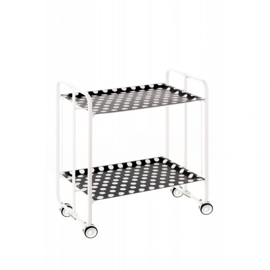 Carrito auxiliar con ruedas  Bauhaus estructura blanca bandejas decoradas