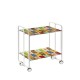 Carrito auxiliar con ruedas Bauhaus armazón blanco bandejas decoradas