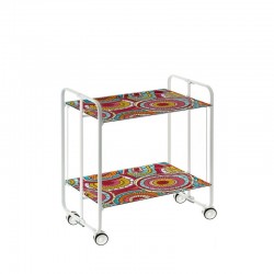 Carrito auxiliar con ruedas Bauhaus estructura blanca bandejas decoradas