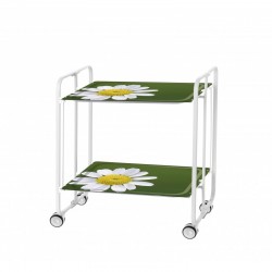 Carrito auxiliar con ruedas  Bauhaus estructura blanca bandejas decoradas