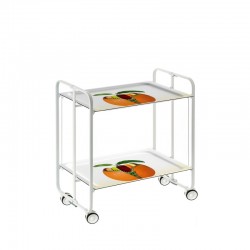 Carrito camarera Bauhaus estructura blanca bandejas decoradas