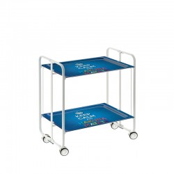 Carrito auxiliar con ruedas  Bauhaus estructura blanca bandejas decoradas