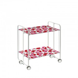 Carrito camarera Bauhaus estructura blanca bandejas decoradas