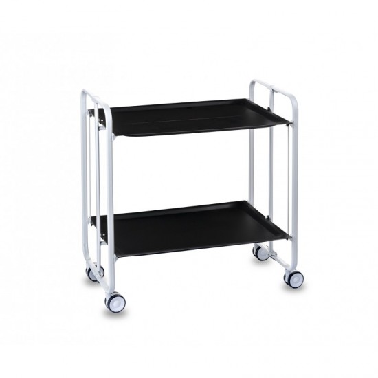 Carrito auxiliar con ruedas  Bauhaus armazón blanco 2 bandejas negras Carrito auxiliar Bauhaus armazón metálico color blanco