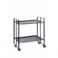 Carrito auxiliar con ruedas Bahuaus armazón negro 2 bandejas negras 