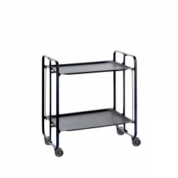 Carrito auxiliar con ruedas Bahuaus armazón negro 2 bandejas negras 