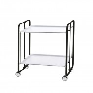 Carrito auxiliar con ruedas Bahuaus armazón negro 2 bandejas blancas 