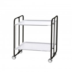 Carrito auxiliar con ruedas Bahuaus armazón negro 2 bandejas blancas 