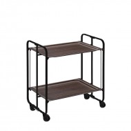 Carrito auxiliar con ruedas Bahuaus armazón negro 2 bandejas color Wengue
