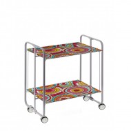 Carrito auxiliar con ruedas Bauhaus armazón gris 2 bandejas decoradas