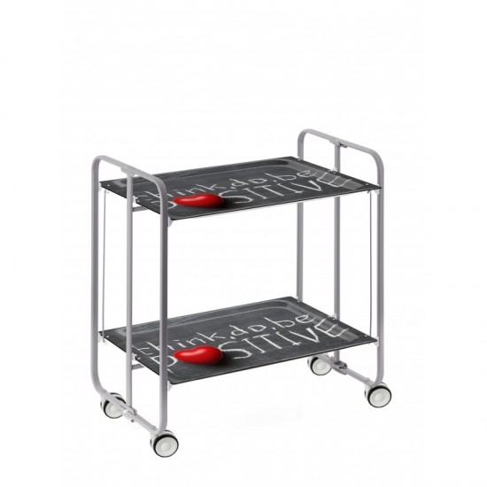 Carrito auxiliar con ruedas Bauhaus armazón gris 2 bandejas Carrito auxiliar Bauhaus metálico gris