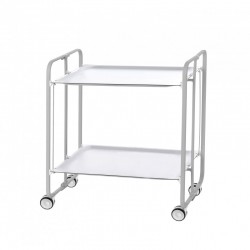 Carrito auxiliar con ruedas Bauhaus armazón gris 2 bandejas blancas
