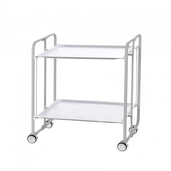 Carrito auxiliar con ruedas Bauhaus armazón gris 2 bandejas blancas Carrito auxiliar Bauhaus metálico gris
