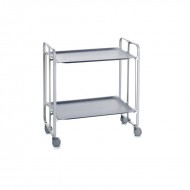 Carrito auxiliar con ruedas armazón metálico gris 2 bandejas gris