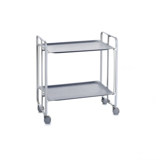 Carrito auxiliar con ruedas Bauhaus armazón gris 2 bandejas gris Carrito auxiliar Bauhaus metálico gris