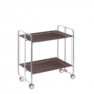 Carrito auxiliar con ruedas Bauhaus armazón gris 2 bandejas wengue