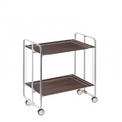 Carrito auxiliar con ruedas Bauhaus armazón gris 2 bandejas wengue