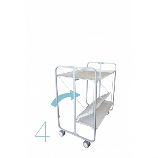 Carrito auxiliar con ruedas Bauhaus armazón blanco bandejas decoradas