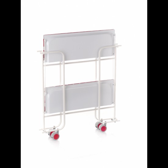 Carrito auxiliar con ruedas Bauhaus armazón blanco bandejas decoradas