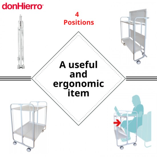 Carrito auxiliar con ruedas Bauhaus armazón gris 2 bandejas pino envejecido Carrito auxiliar Bauhaus metálico gris