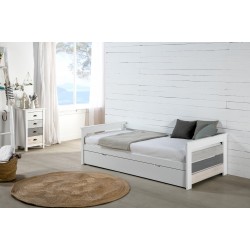 Cama Nido con cama de arrastre elevable Blue Times  90x190cm