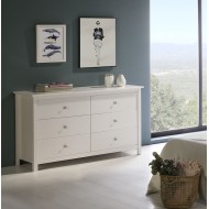 Comoda dormitorio blanca seis cajones Modelo Elena
