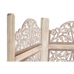 Biombo mango tallado decapé blanco Modelo Estrella