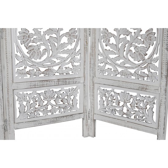 Biombo blanco madera tallada Circulo Biombos y Parabanes 