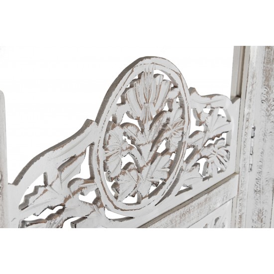 Biombo blanco madera tallada Circulo Biombos y Parabanes 