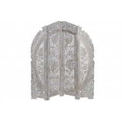 Biombo decapé natural madera tallada Yedra