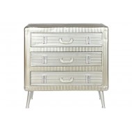 Cajonera de metál y MDF tres cajones plateada Maleta