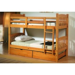 Litera Juvenil-Litera Dos Camas con Pack de cajones 90x190 cm color Miel