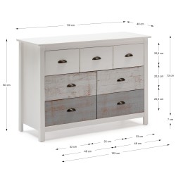 Cómoda dormitorio de siete cajones Blue Times