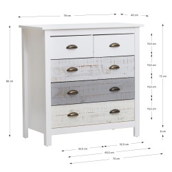 Cómoda dormitorio de cinco cajones Blue Times