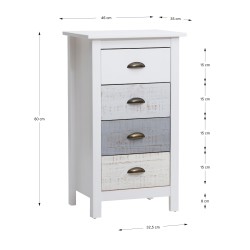 Sinfonier cuatro cajones blanco y multicolor Blue Times